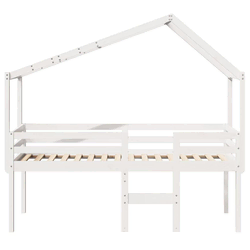 Vidaxl Visoka postelja s streho bela 90x190 cm trdna borovina