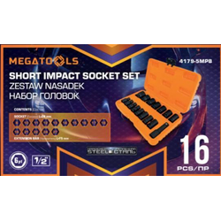 MEGATOOLS Set udarnih nastavkov 1/2 16 kos.