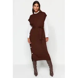 Trendyol Modest Ženska haljina Tctaw24Uv00038, Smeđa
