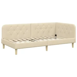 Vidaxl Kotna postelja krema 90 x 190 cm blago