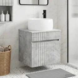 Umivaonik s policom za zid Betonska siva 49 x 44,5 x 66 cm