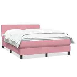 Vidaxl Box spring postelja z vzmetnico roza 140x220 cm žamet