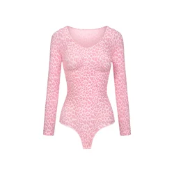 cfab Oblikovanje postave Bodysuit Sculpting Shapewear Longsleeve mit String roza