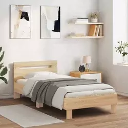 vidaXL Posteljni okvir z LED Sonoma hrast 80 x 200 cm Inženirski les