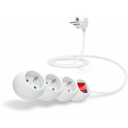 CONNECT IT extension 230V, 3 sockets + switch, 1.5m, white