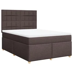 Vidaxl Box spring postelja z vzmetnico temno rjava 160x200 cm blago