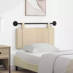 Vidaxl Viseče vzglavje postelje Z LED svetlobo Krem Blago