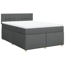 Vidaxl Box spring postelja z vzmetnico temno siva 160x200 cm blago