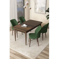 Hanah Home Set Trpezarijski sto i 4 stolice Arp, Zeleno-braon