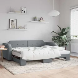 Vidaxl Izvlečna dnevna postelja svetlo siva 100x200 cm blago
