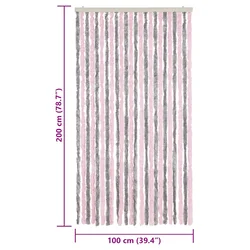 Zastor protiv muha srebrnosivi i ružičasti 100 x 200 cm šenil