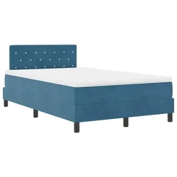 Vidaxl LED Box Spring Postelja z LED Temno modra 120 x 190 cm Žamet