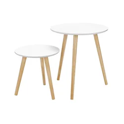 Set 2x pomoćnih stočića SERA, bela/braon