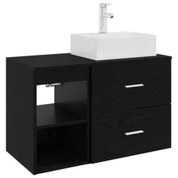 Set namještaja za kupaonicu 2 pcs Crni hrast Konstruirano drvo