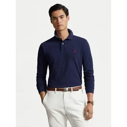 Polo Ralph Lauren  Polo majice dolgi rokavi POLO AJUSTE DROIT EN COTON BASIC MESH LOGO PONY PLAYER  Modra