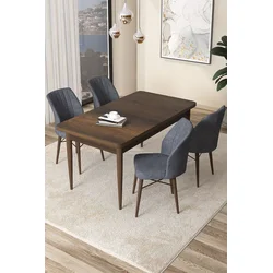 Hanah Home Set Trpezarijski sto i 4 stolice Arp, Braon-sivi