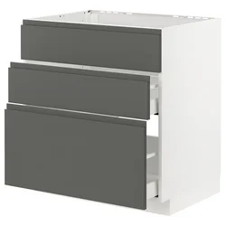 METOD / MAXIMERA Pod.ormarić sudop. i 3front/2fioke, bela/Voxtorp tamnosiva, 80x60 cm