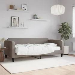 Dnevni krevet s madracem smeđesivi 90 x 200 cm od tkanine
