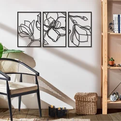 Wallity Zidna dekoracija Floral Line-APT529LS, 46x69 cm, 1.2 mm, Crna