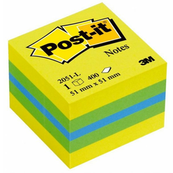 Post-it Post-it Ljepljiva bilješka o kocki 2051-L 51 mm x 40 mm Plava boja, Zeleni limun, Limun-žuta 400 Stranica