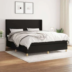 shumee Box spring postelja z vzmetnico črna 160x200 cm blago