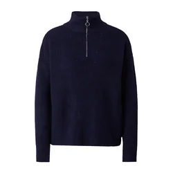 Trendyol Navy Blue Soft Textured Zippered Knitwear Sweater