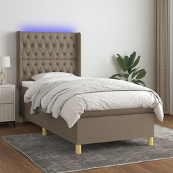 vidaXL Box spring postelja z vzmetnico LED taupe 80x200 cm blago