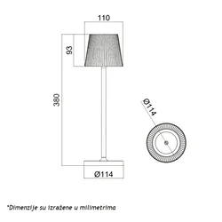 BBLINK T16011 Stona lampa punjiva 3W 3000K IP54, Crna
