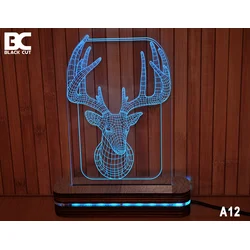 Black Cut 3D Lampa Jelen, Svetloplava
