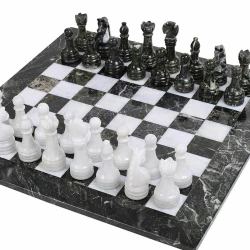 Šah Set Marble Black & White 40 x 40 cm