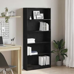 Polica za knjige crni hrast 80x24x176 cm konstruirano drvo