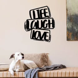 Wallity Zidna dekoracija Life Laugh Love, 40 x 47 cm, Crna
