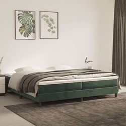 shumee Box spring postelja z vzmetnico temno zelena 200x200 cm žamet