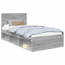 Vidaxl Konstrukcija postelje z vzglavjem Siva Sonoma 100 x 200 cm