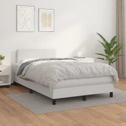 vidaXL Box spring postelja z vzmetnico bel 120x200 cm umetno usnje