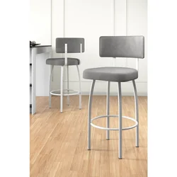 Hanah Home set od 2 barskih stolica Wosa, siva tkanina Babyface, bele metalne noge