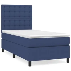Vidaxl Box spring postelja z vzmetnico modra 100x200 cm blago