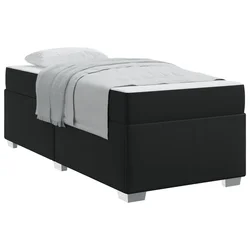 Vidaxl Konstrukcija postelje z vzmetnico Črna 90 x 200 cm blago