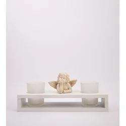 MAISON ADORABLE Svećnjak ANĐEO za dve sveće 26x9 cm, Beli
