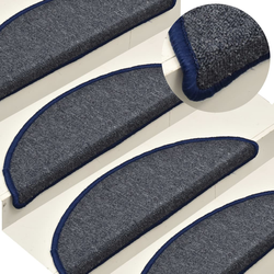 vidaXL Preproge za stopnice 15 kosov temno sive in modre 65x24x4 cm