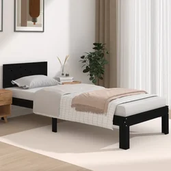 Okvir za krevet od masivnog drva crni 75 x 190 cm mali