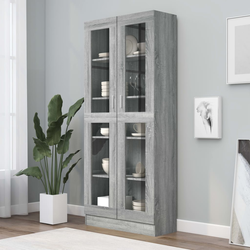 Den Vitrina siva sonoma 82,5x30,5x185,5 cm konstruiran les
