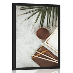 Plakat čajno tihožitje na betonskem ozadju - 60x90 silver
