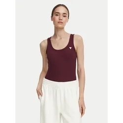 Guess Top V4YP06 K8RT2 Bordo rdeča Slim Fit