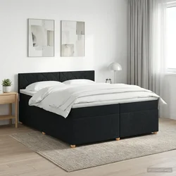 vidaXL Postelja boxspring z vzmetnico Črna 200 x 200 cm Blago