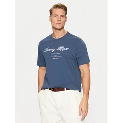 Tommy Hilfiger Majica Script Logo Tee MW0MW33691 Modra Regular Fit