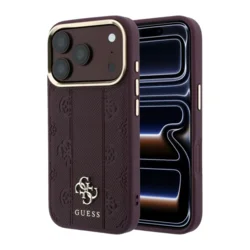 Maska Guess Stripe Peony 4G Logo MagSafe za iPhone 17 Pro/ 18 Pro burgundy