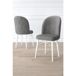 Hanah Home set trpezarijskih stolica Bika 8 kom, siva tkanina Babyface, bele drvene noge