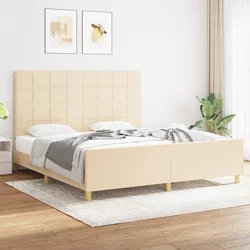 Okvir za krevet bez madraca krem 180 x 200 cm od tkanine