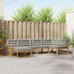 Set vanjskih sofa 5 pcs Bijela i svjetlosiva Poliester